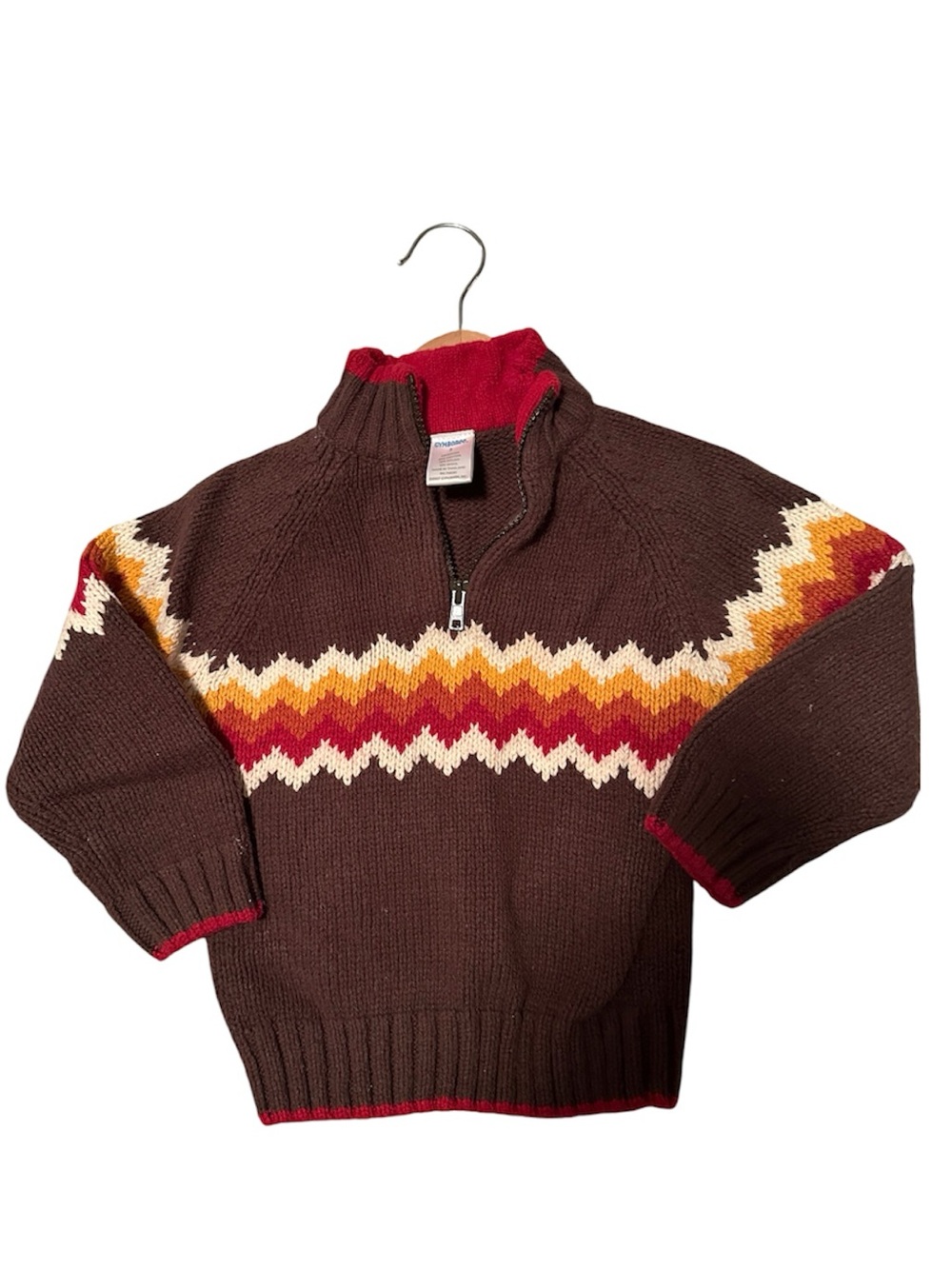 Gymboree Brown Fair Isle Half-Zip Sweater-Size 3